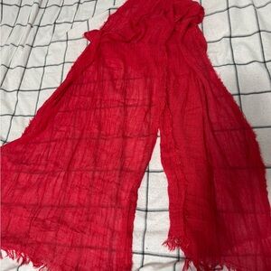 Vibrant coral colored Fringed Scarf